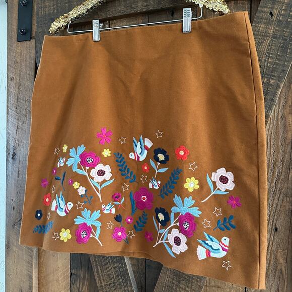 BODENOlivia Embroidered Mini Skirt NEW Women's Size 16 Lined Boho Whimsical